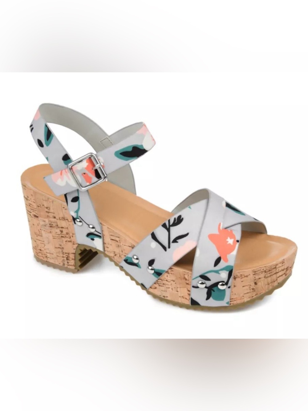 Journee Collection Valentina Heeled Sandals Cork Platform Wedges Size 8.5 NWOT